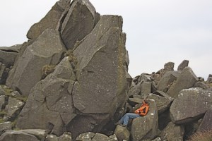 Colin finds a somewhat comfy place to sit