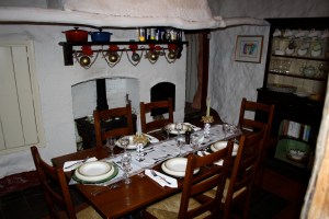 Christmas dinner setting in Uchaf